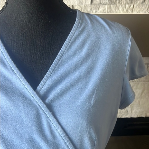 Eileen Fisher Blue Midi Sundress Hi Low with Ruched V-neck - Picture 4 of 12